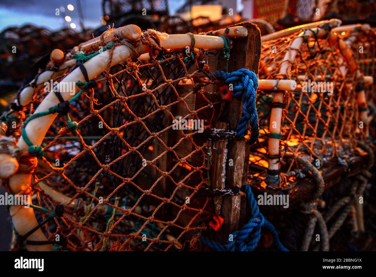 Wooden lobster trap at seaside Stock Photo Alamy