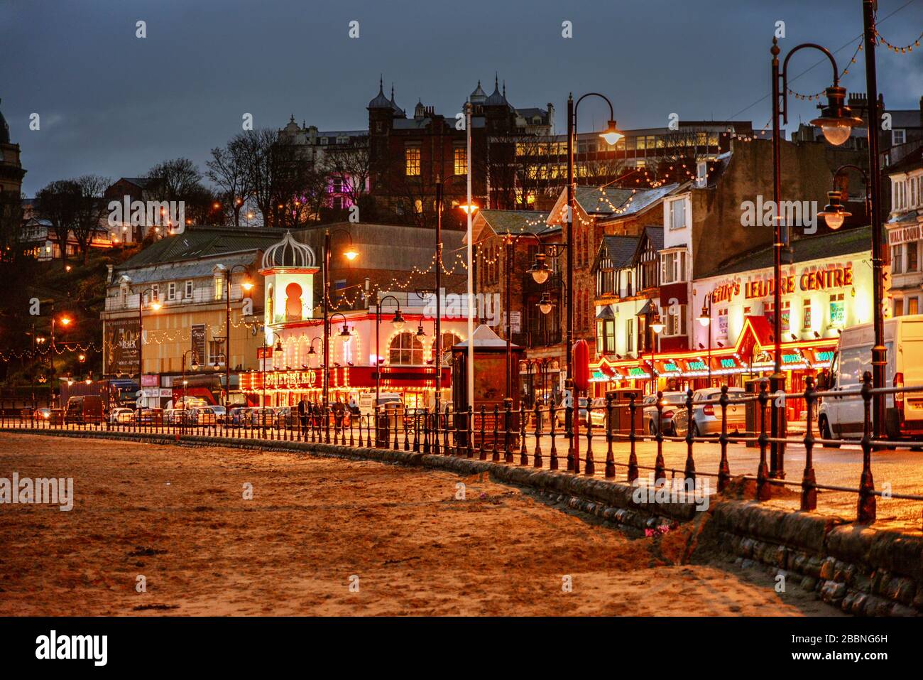 Scarborough seafront at night Stock Photo Alamy