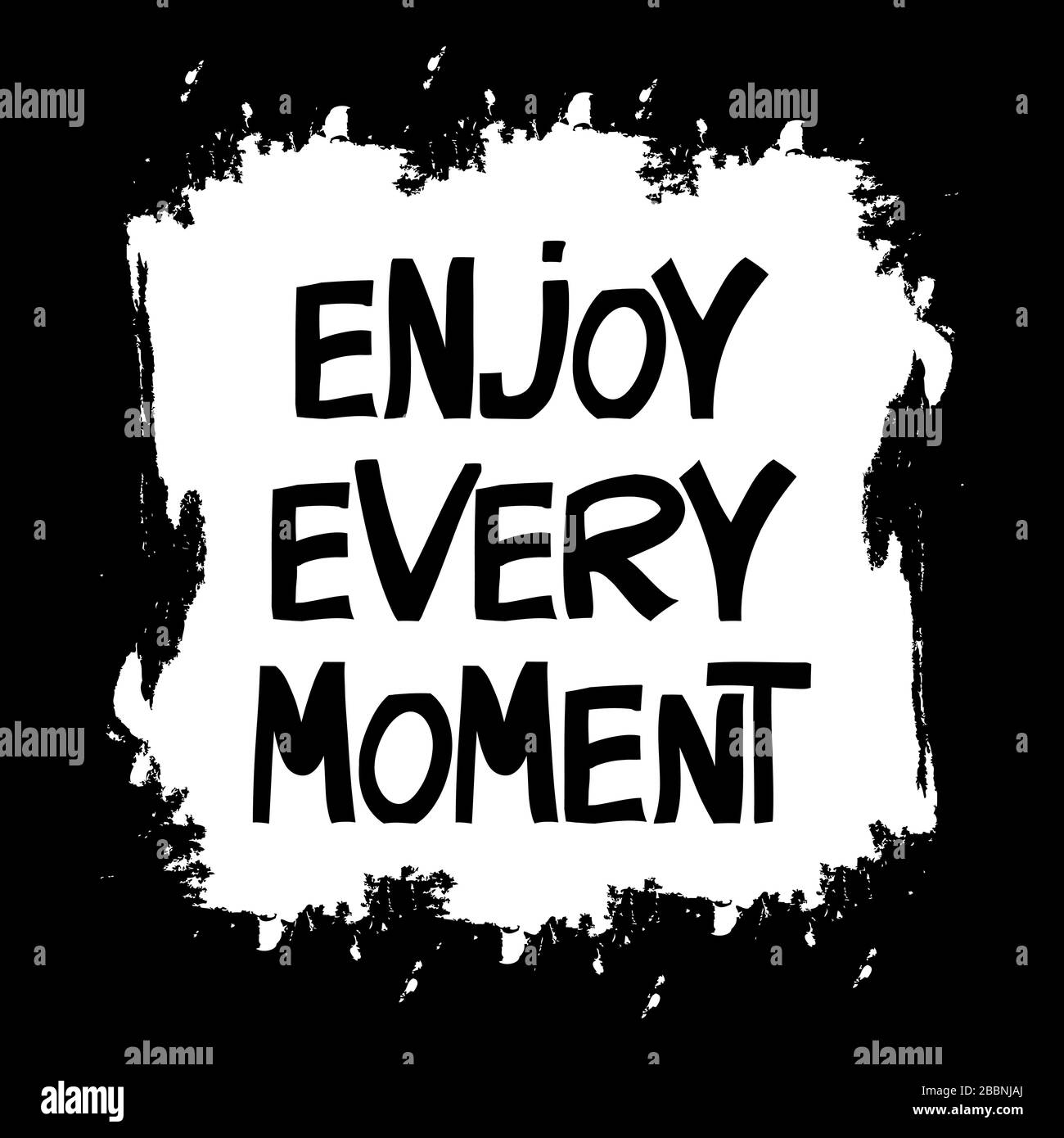 Enjoy every moment. Hand drawn vector doodle lettering in modern scandinavian style. Stock illustration Stock Vector
