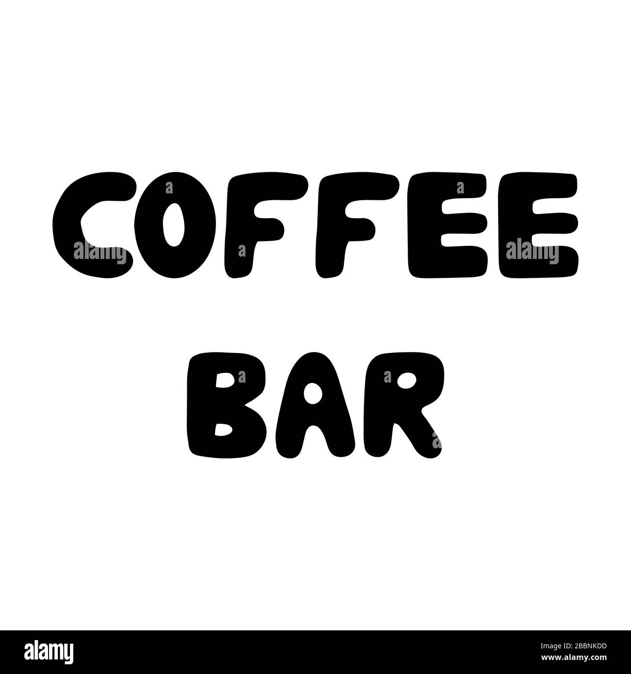 Coffee bar. Cute hand drawn bauble lettering. Isolated on white background. Stock illustration