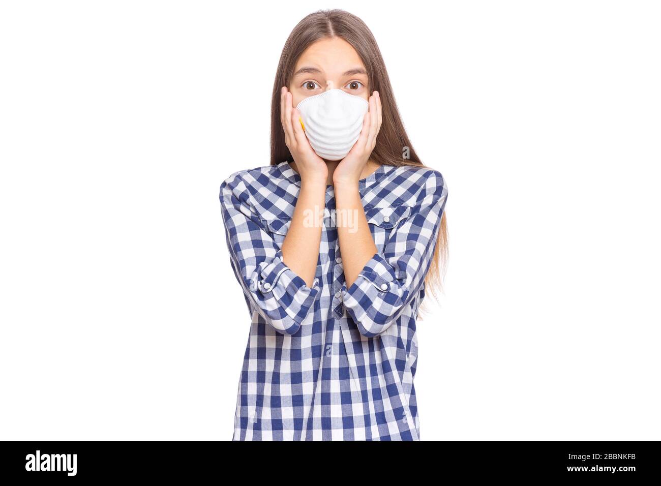 Teen girl in protective face mask Stock Photo