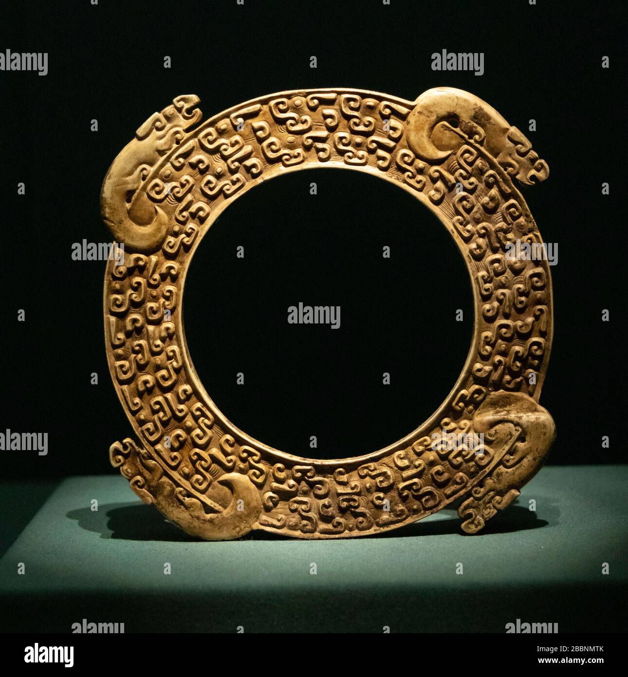 Bi, disc with beast-shaped notches, 6th-5th century BCE, Aurora Art Museum, Shanghai Stock Photo