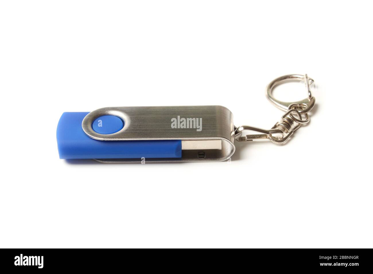 Foldable flash drive keychain isolated on white Stock Photo