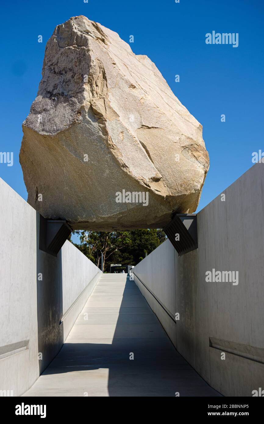 Levitated Mass aka The Big Rock at Los Angeles County Museum of Art aka LACMA Stock Photo