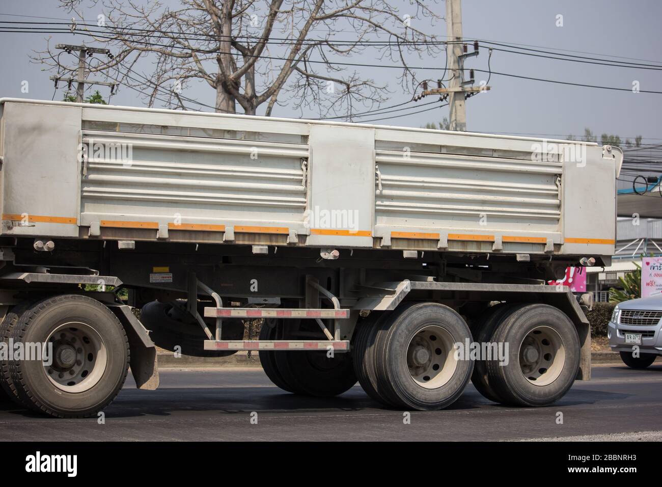 Chiangmai, Thailand - March  4 2020: Private Mitsubishi Fuso Dump Truck.  Photo at road no.121 about 8 km from downtown Chiangmai, thailand. Stock Photo