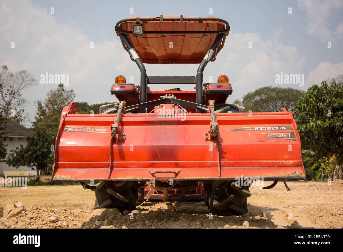 Chiangmai, Thailand March 4 2020 Tractor Rotary Tiller on Small
