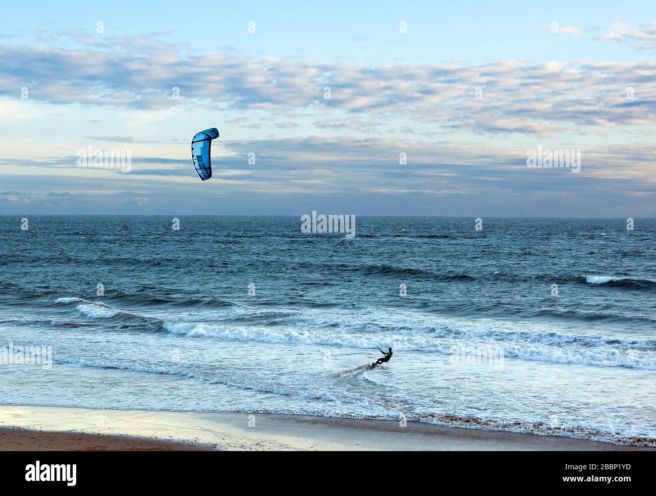 Kite surfing at beach at Malibu, CA Stock Photo