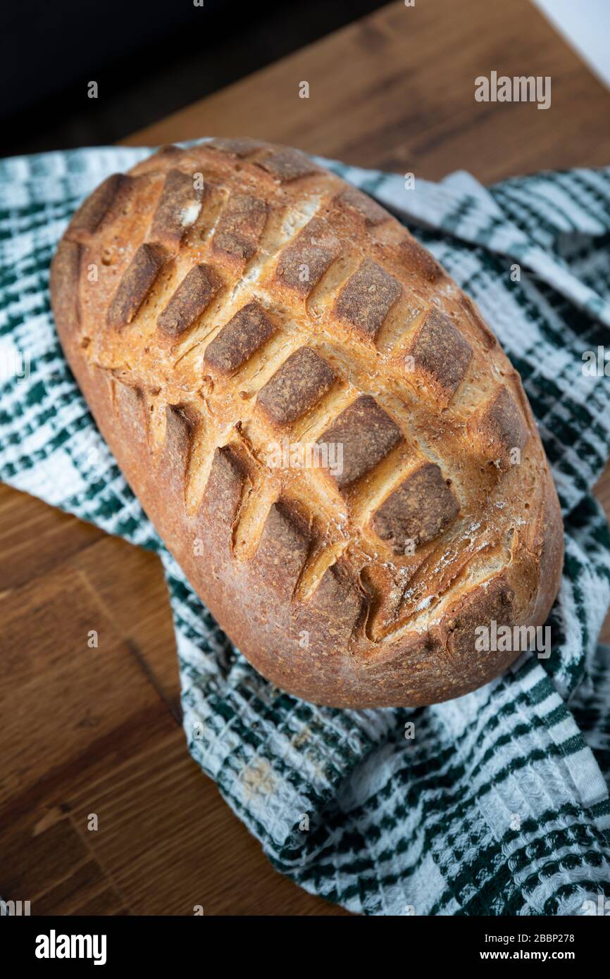 white flour artisan sourdough bread Stock Photo Alamy