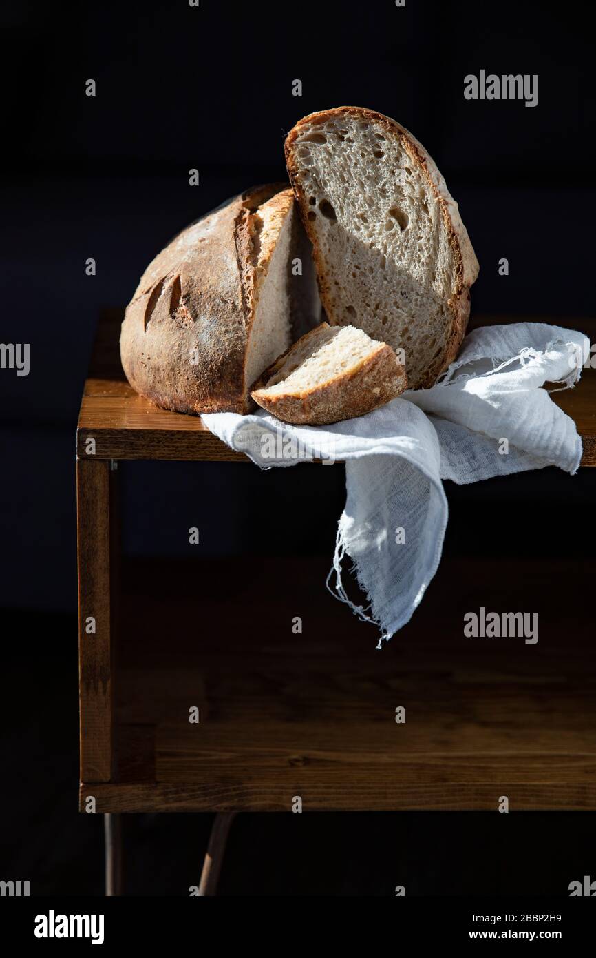 white flour artisan sourdough bread Stock Photo Alamy