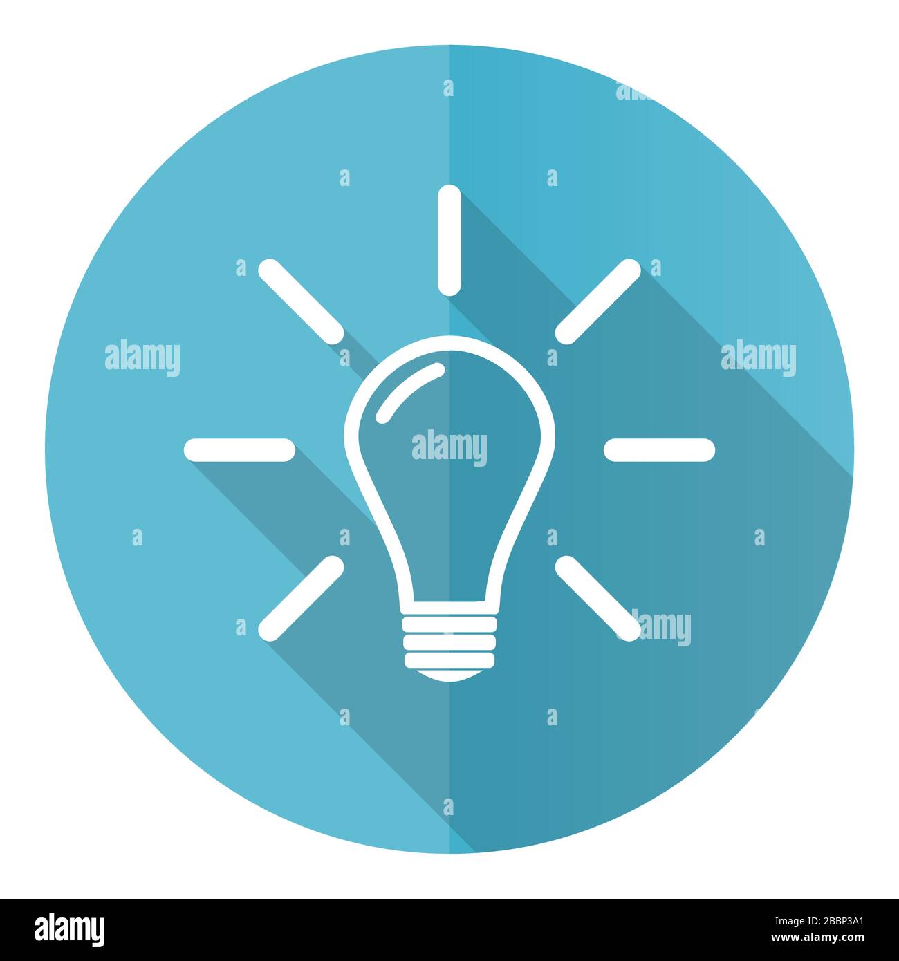 Idea blue round flat design vector icon isolated on white background ...