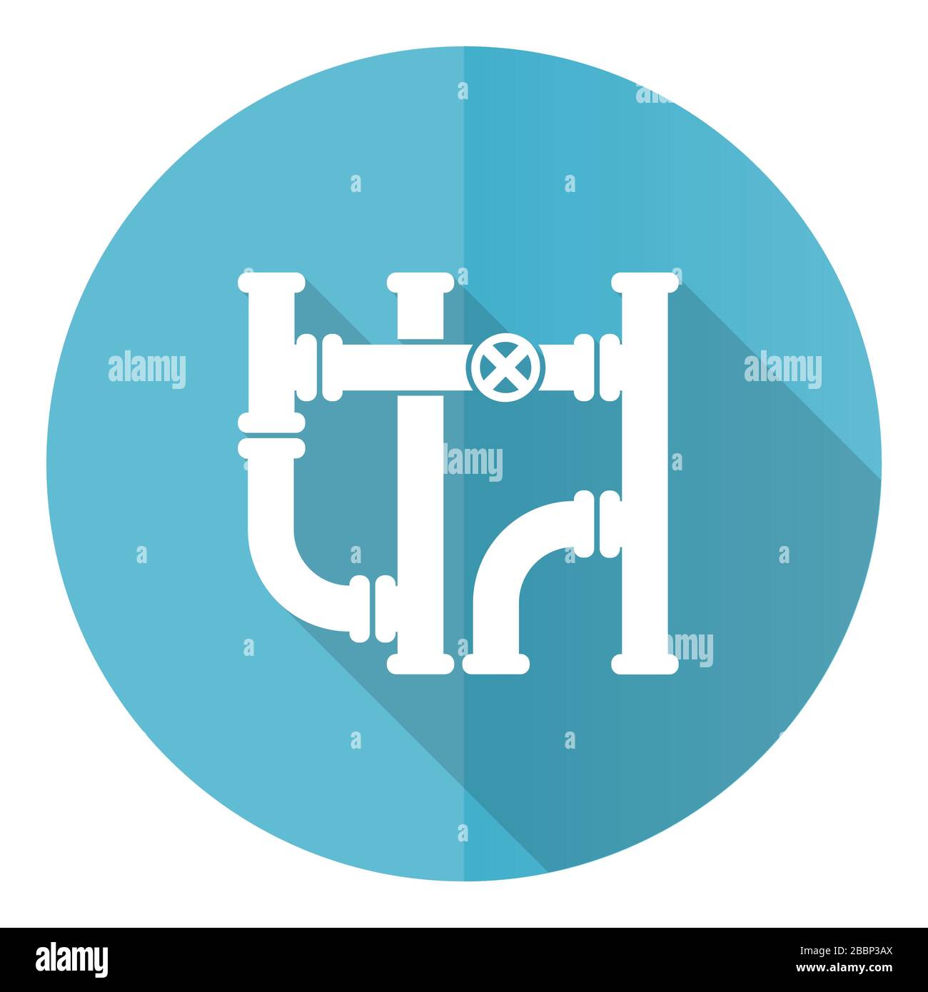 Pipeline blue round flat design vector icon isolated on white ...