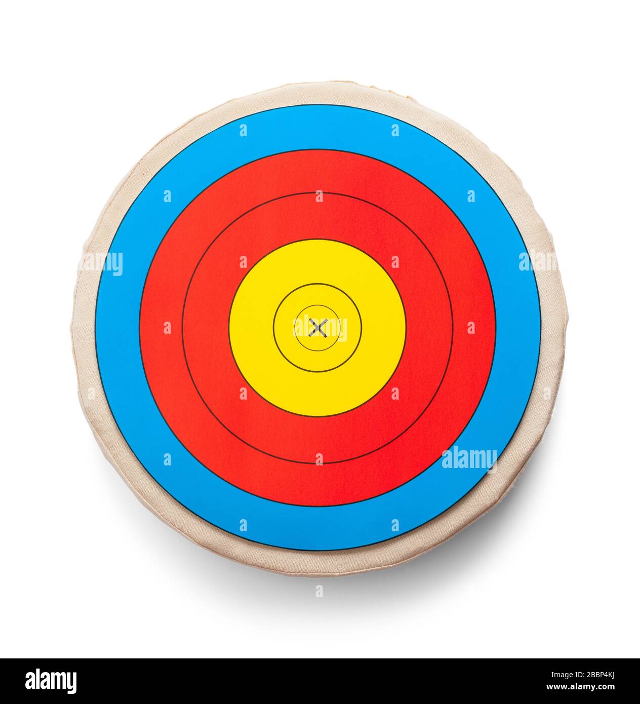 Round Archery Target Isolated on White Background. Stock Photo