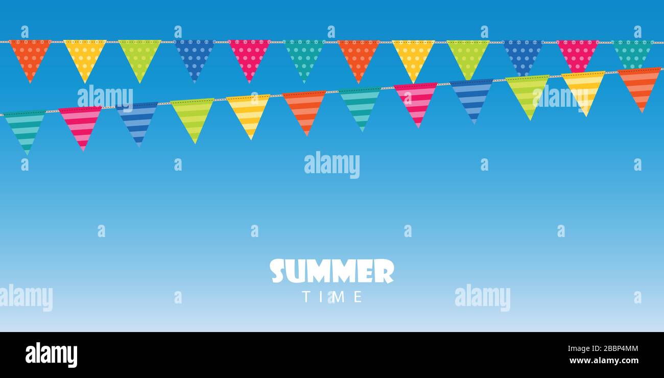 summer time blue background with party flag vector illustration EPS10 Stock Vector