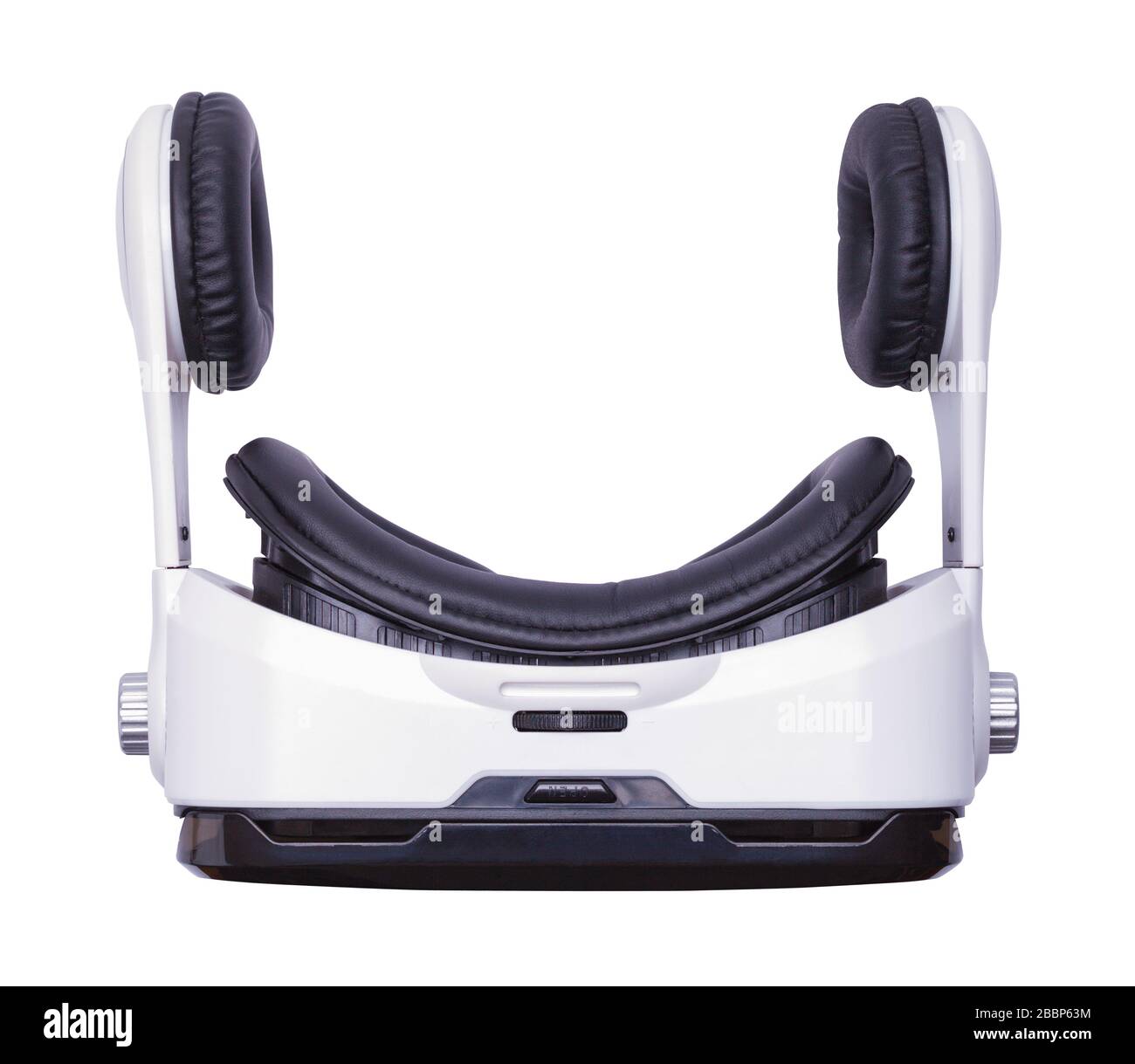 Virtual Reality Helmet Top View Cut Out on White. Stock Photo