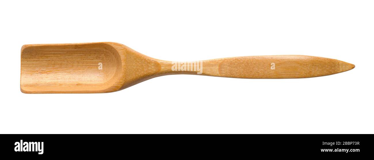 Wood Bamboo Scoop Isolated on White Background. Stock Photo