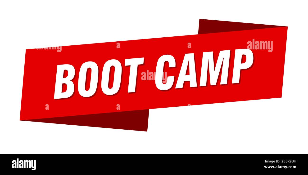 boot camp banner template. boot camp ribbon label sign Stock Vector
