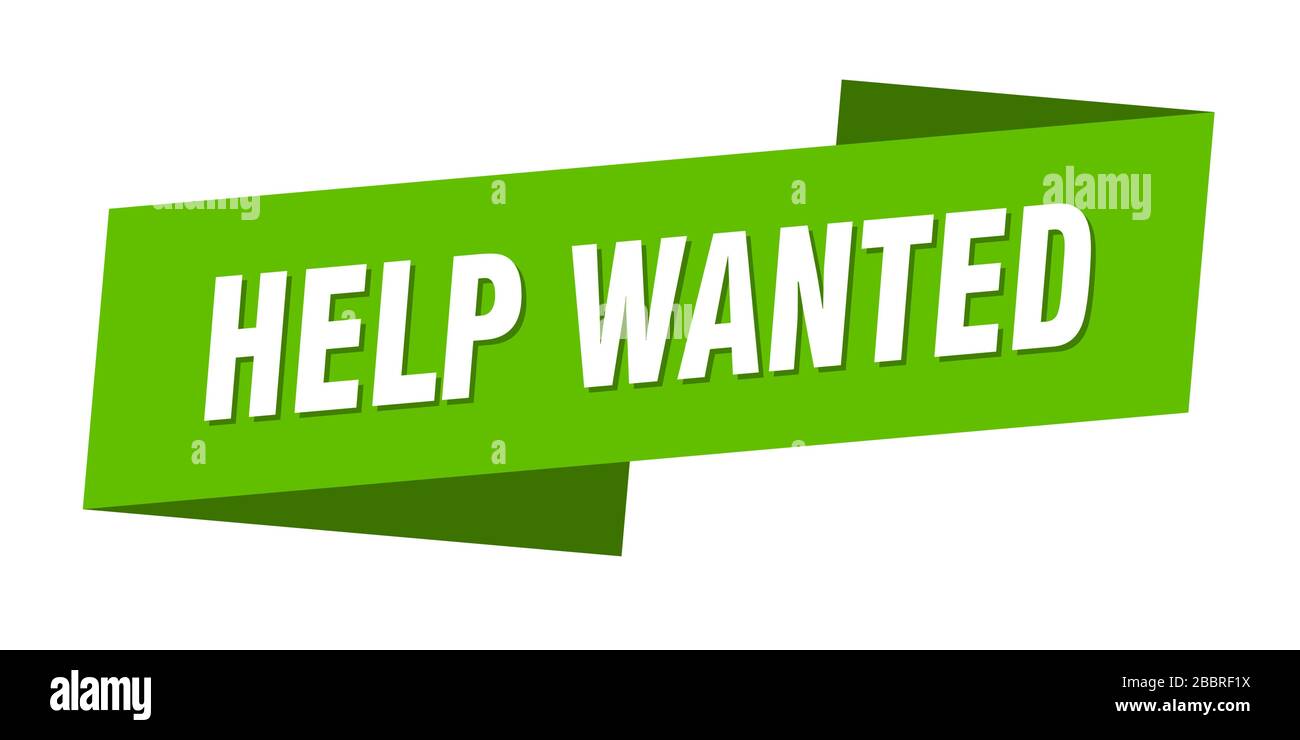 help wanted banner template. help wanted ribbon label sign Stock Vector