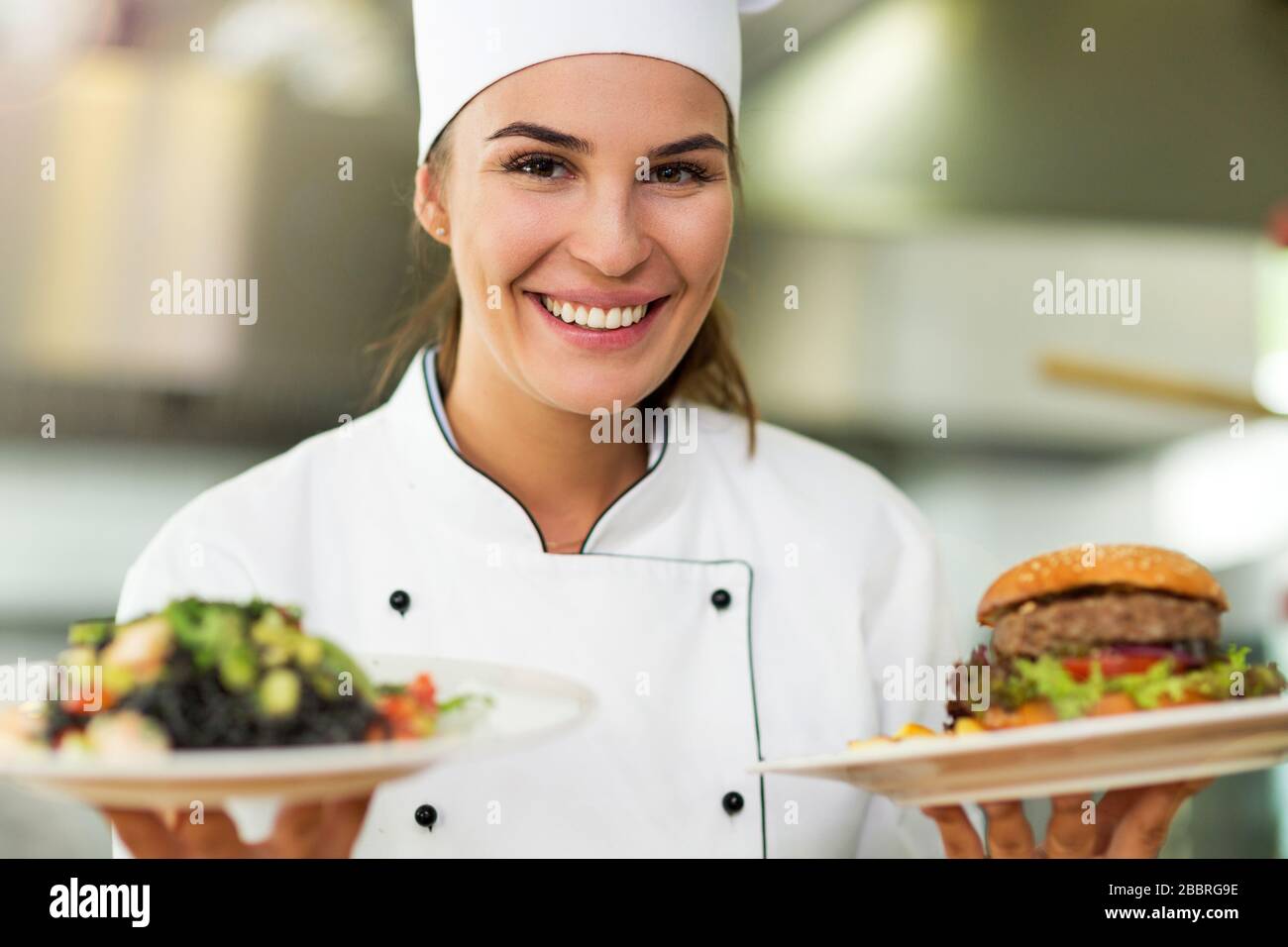 Female Chef In Kitchen Stock Photo Alamy j-ngster-chef-in-der-rankweiler-gastronomie-rankweil-vol-at