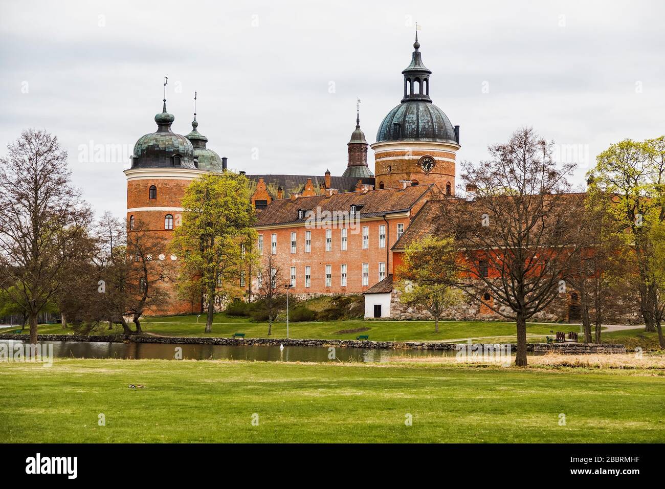 The Gripsholm Castle is located on an island on Lake Mälaren. It was founded around 1380. Mariefred. Sweden Stock Photo