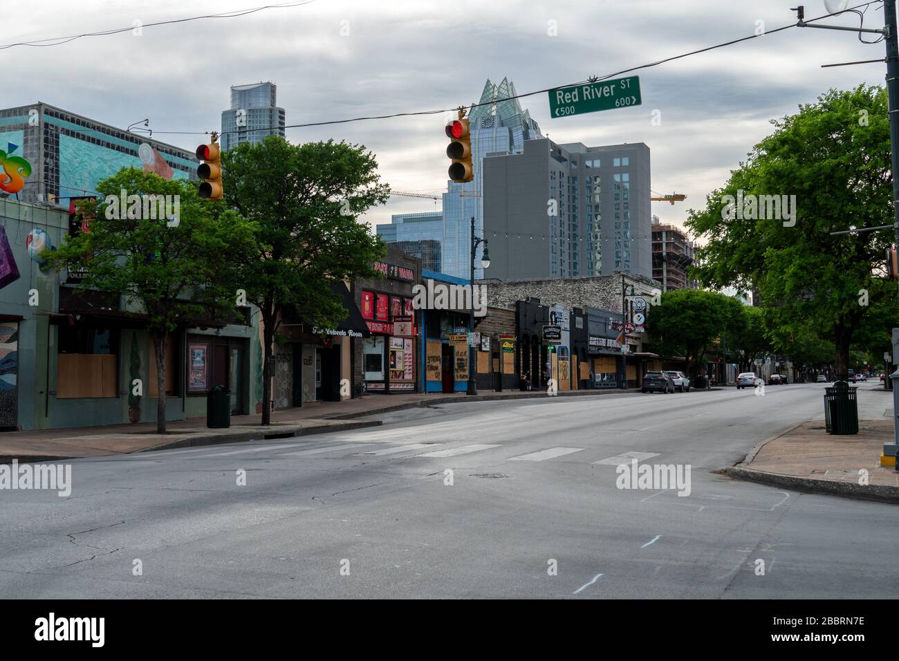 Austin, Texas March 28, 2020 View of Multiple Closed Bars in