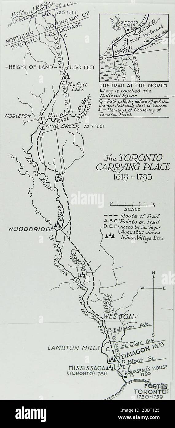 Original Caption Map Of The Toronto Carrying Place 1619 1793 Which Was The Portage Route From The Holland Marsh To Lake Ontario The Map Is The Work Of C W Jeffreys First Published In