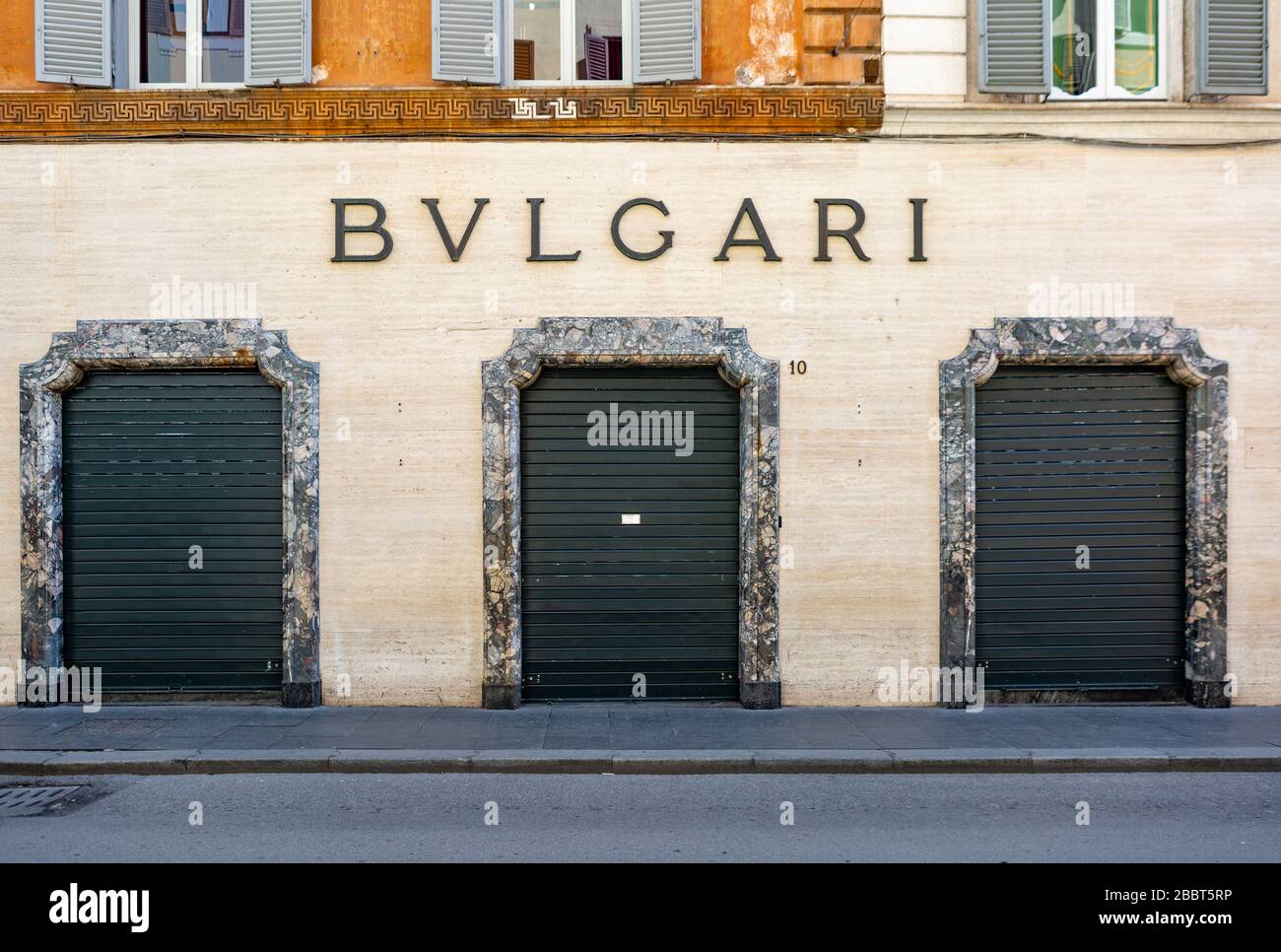 Rome, Italy. 1st Apr, 2020. Bulgari store in Via Condotti closed during the fourth week of lockdown in Rome. Credit: Stephen Bisgrove/Alamy Live News Stock Photo