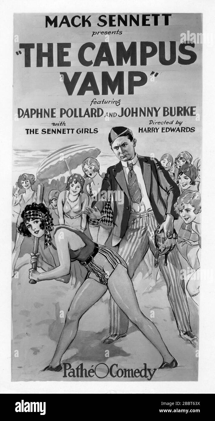 DAPHNE POLLARD JOHNNY BURKE and CAROLE LOMBARD in THE CAMPUS VAMP 1928 director HARRY EDWARDS Silent Comedy Short Mack Sennett Comedies / Pathe Exchange Stock Photo