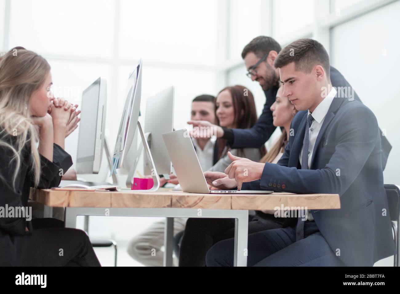 Businessmen using computers in hi-res stock photography and images - Alamy