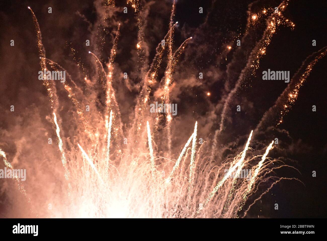Fireworks in the evening for 30 year fall of the Berlin Wall Stock