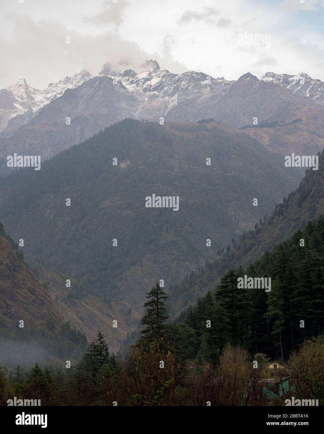Manali city view in Northern India Himalayas landscape Stock Photo