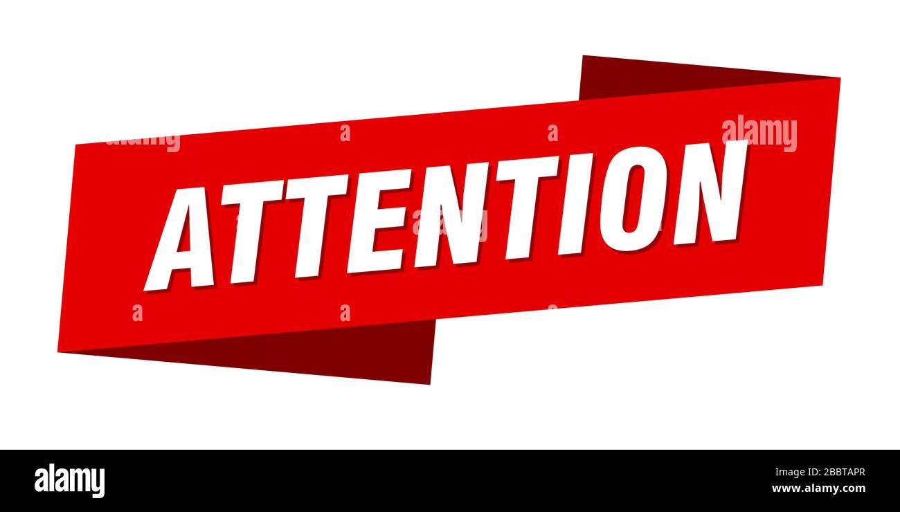 attention banner template. attention ribbon label sign Stock Vector