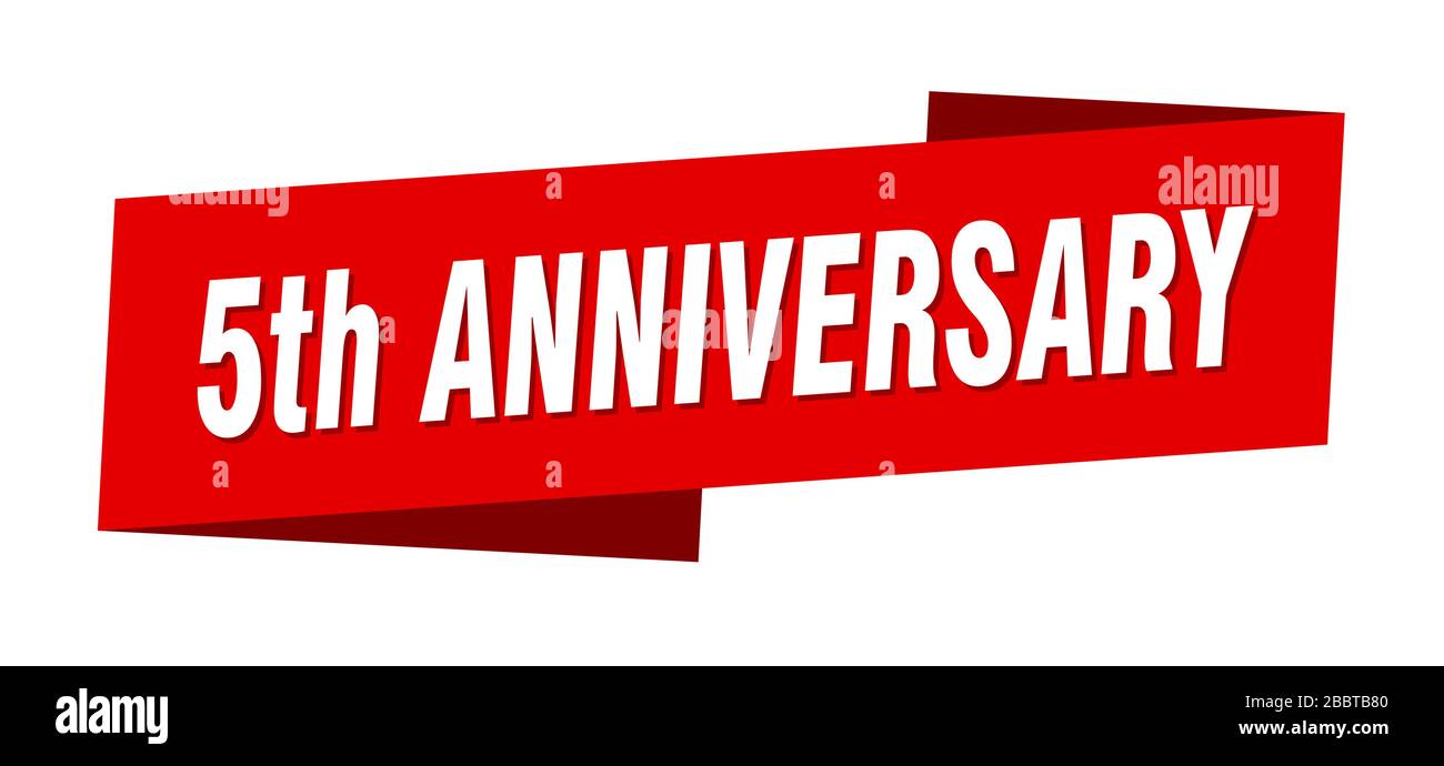 5th anniversary banner template. 5th anniversary ribbon label sign ...