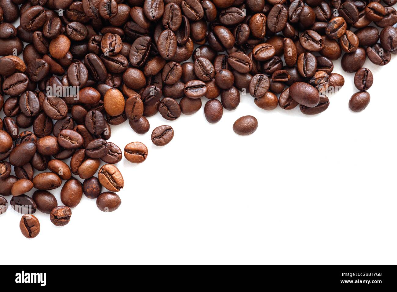 Coffee beans isolated on white background with copyspace for text ...