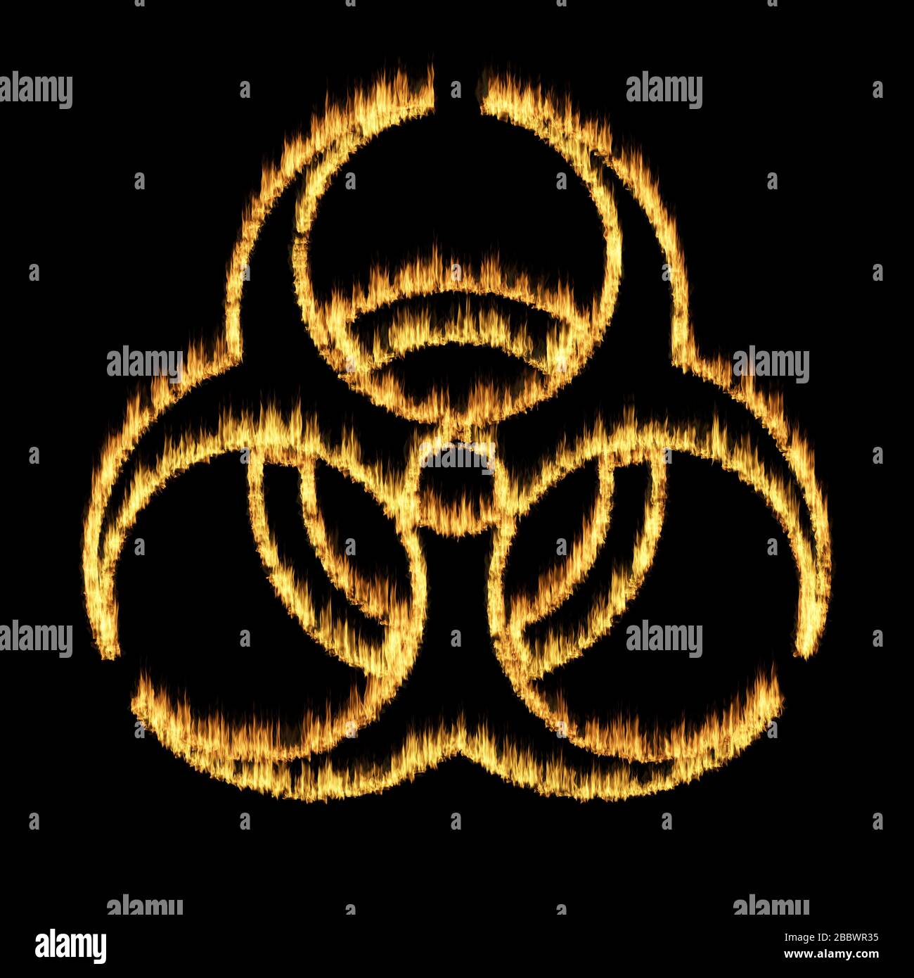 Warning symbol of a biohazard from flames - abstract illustration Stock ...