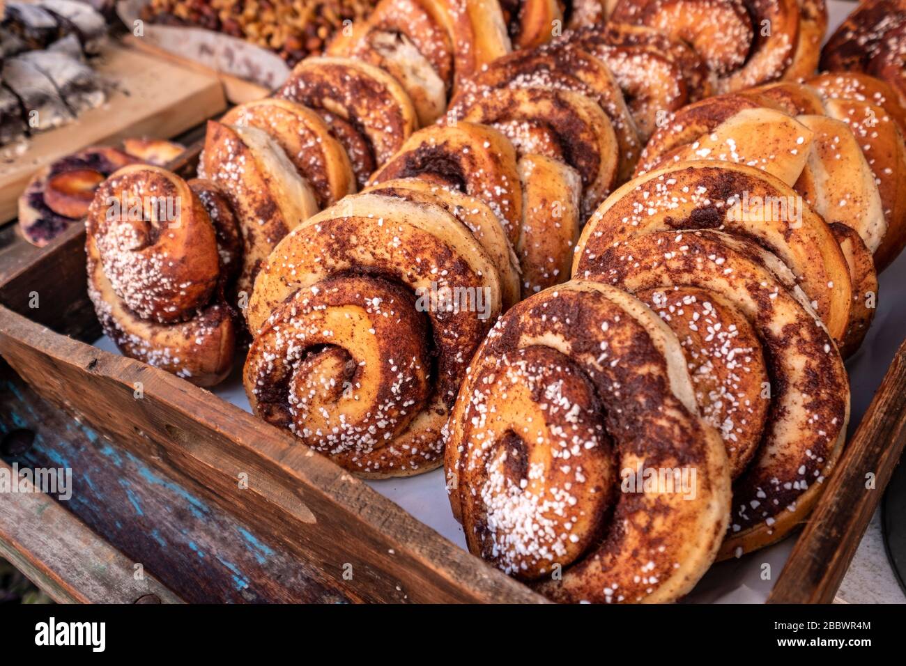 Traditional swedish pastries for sale at a bakery in Gothenburg, Sweden