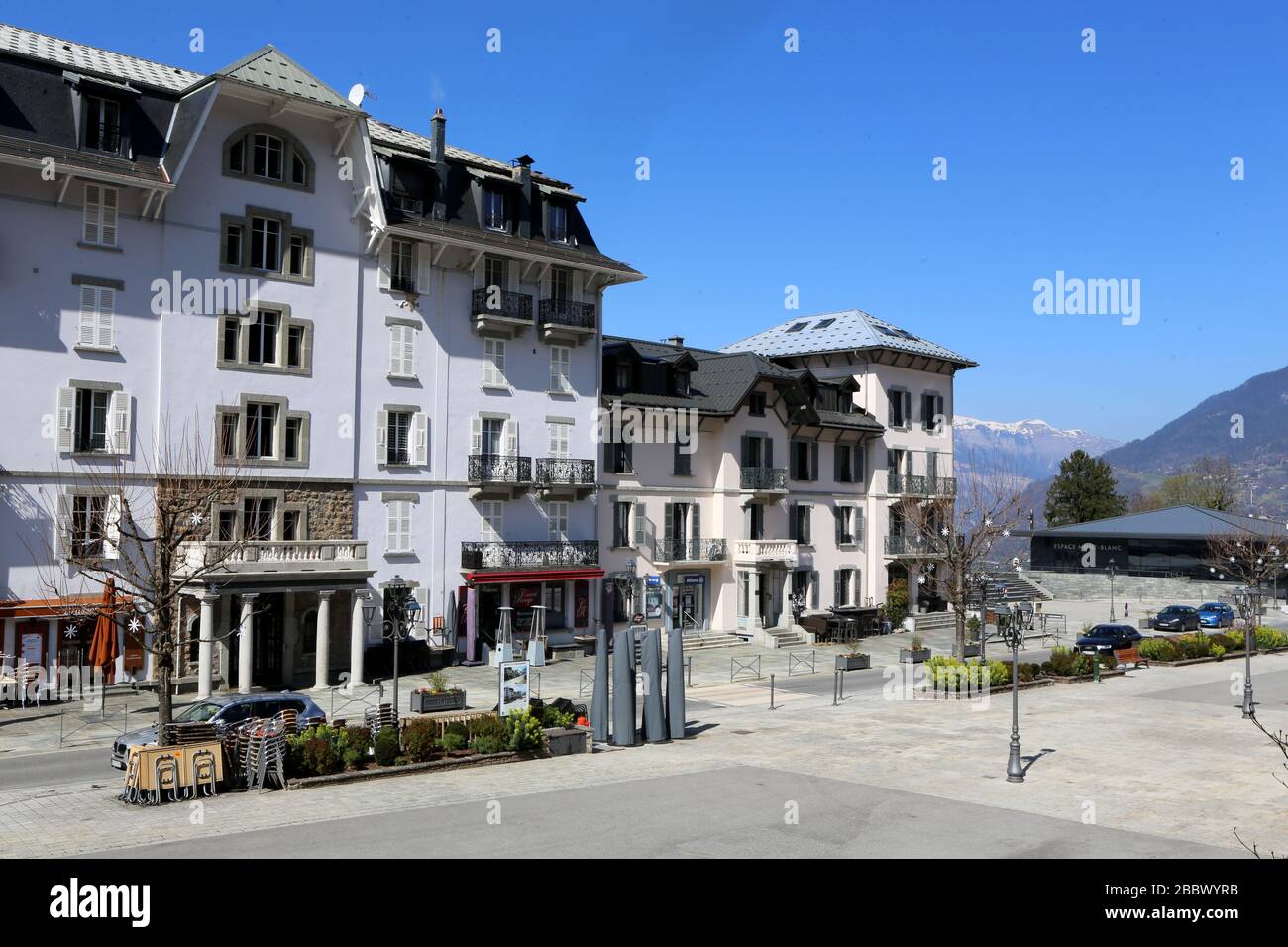 Centre-ville. Station de vacances. Saint-Gervais-les-Bains. Haute-Savoie. France. Stock Photo