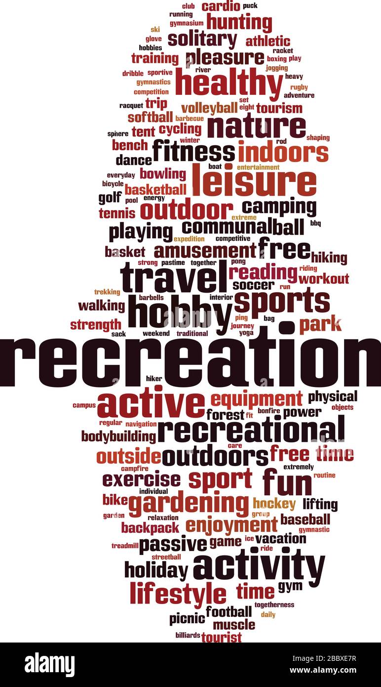 Recreation word cloud concept. Collage made of words about recreation. Vector illustration Stock ...
