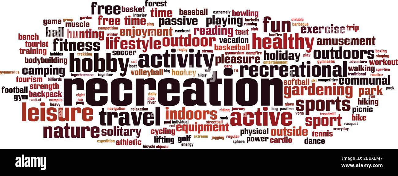 Recreation word cloud concept. Collage made of words about recreation. Vector illustration Stock Vector