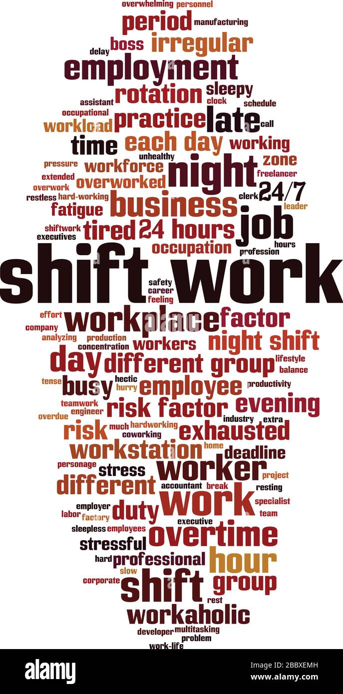 Shift work word cloud concept. Collage made of words about shift work