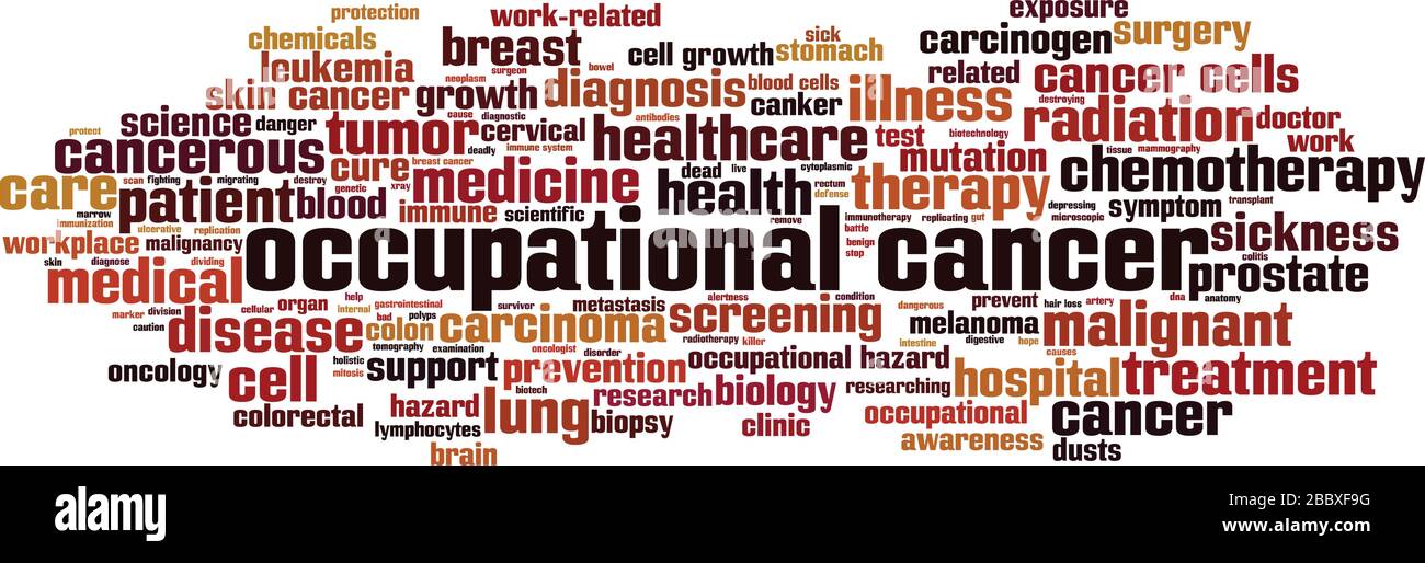 Occupational cancer word cloud concept. Collage made of words about occupational cancer. Vector illustration Stock Vector