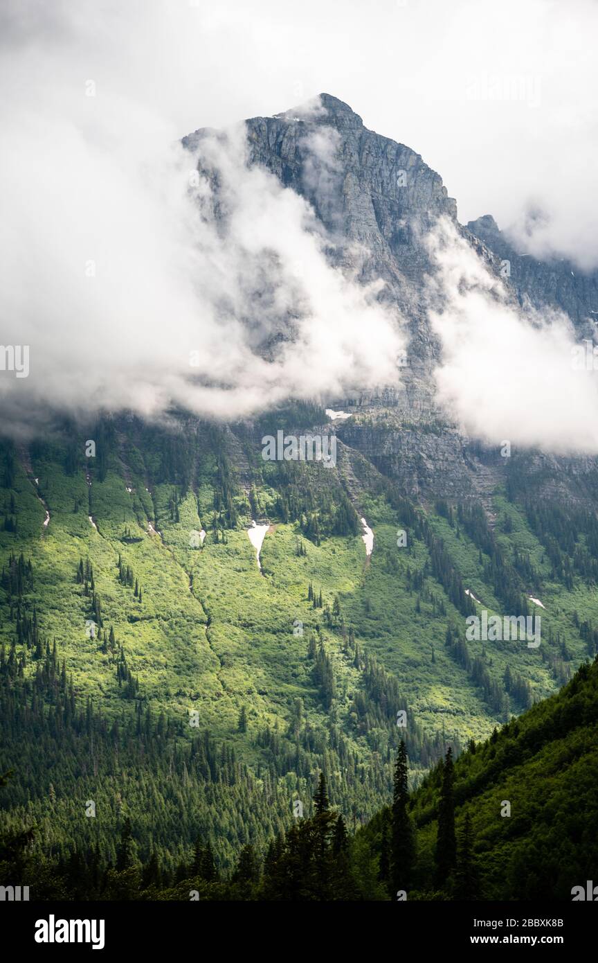 Seen from Going to the Sun Road in Late June of 2019. Stock Photo