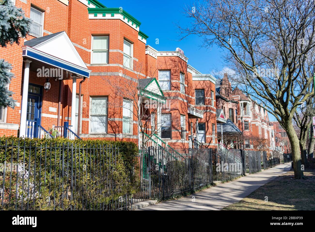 Row of Red Brick Homes in Wicker Park Chicago Stock Photo Alamy