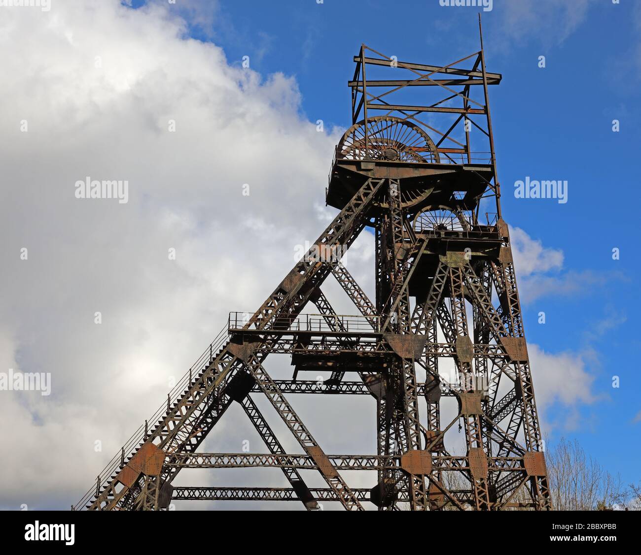 Winding Gear and Pit Head, Coal mine, Colliery  and museum, Astley green, Manchester, Lancashire, North West England, UK Stock Photo