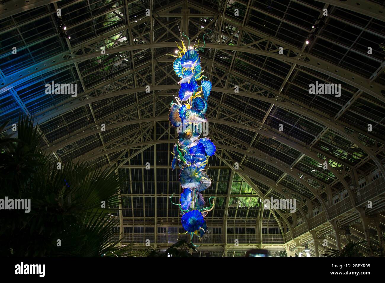 Temperate House Persians Chandelier Chihuly Nights Reflections on Nature Colourful Bright Display Event Winter 2019 at Kew Gardens, Richmond, London Stock Photo