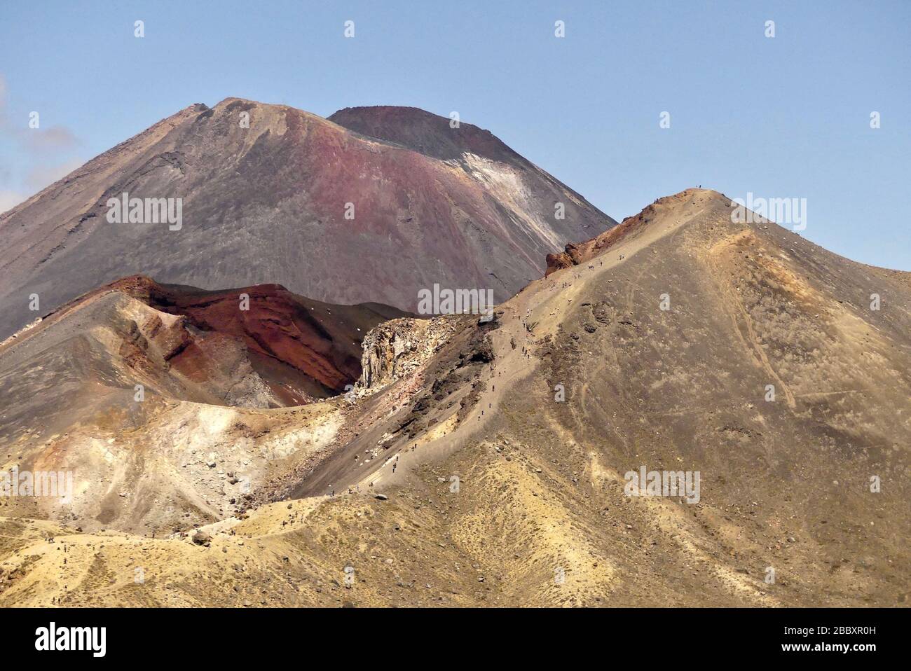 Mount Ngauruhoe and the Red Crater on the Tongariro Crossing, New Zealand Stock Photo