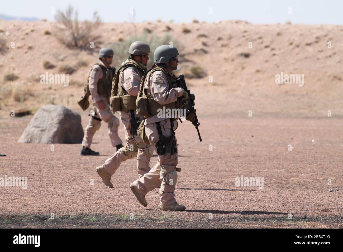 Members of CBP's Border Support Team 18 undergo extensive training last week prior to their deployment to Iraq. The team will spend 6 months in the country in support of the nation's efforts to establish effective customs processes and secure international borders. Stock Photo