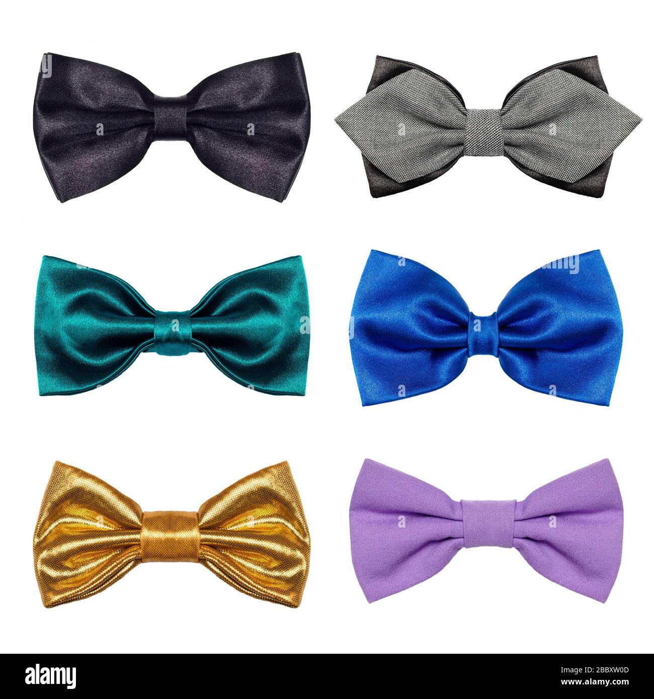 A set of colorful Bow Tie 6 pieces isolated on a white background Stock Photo