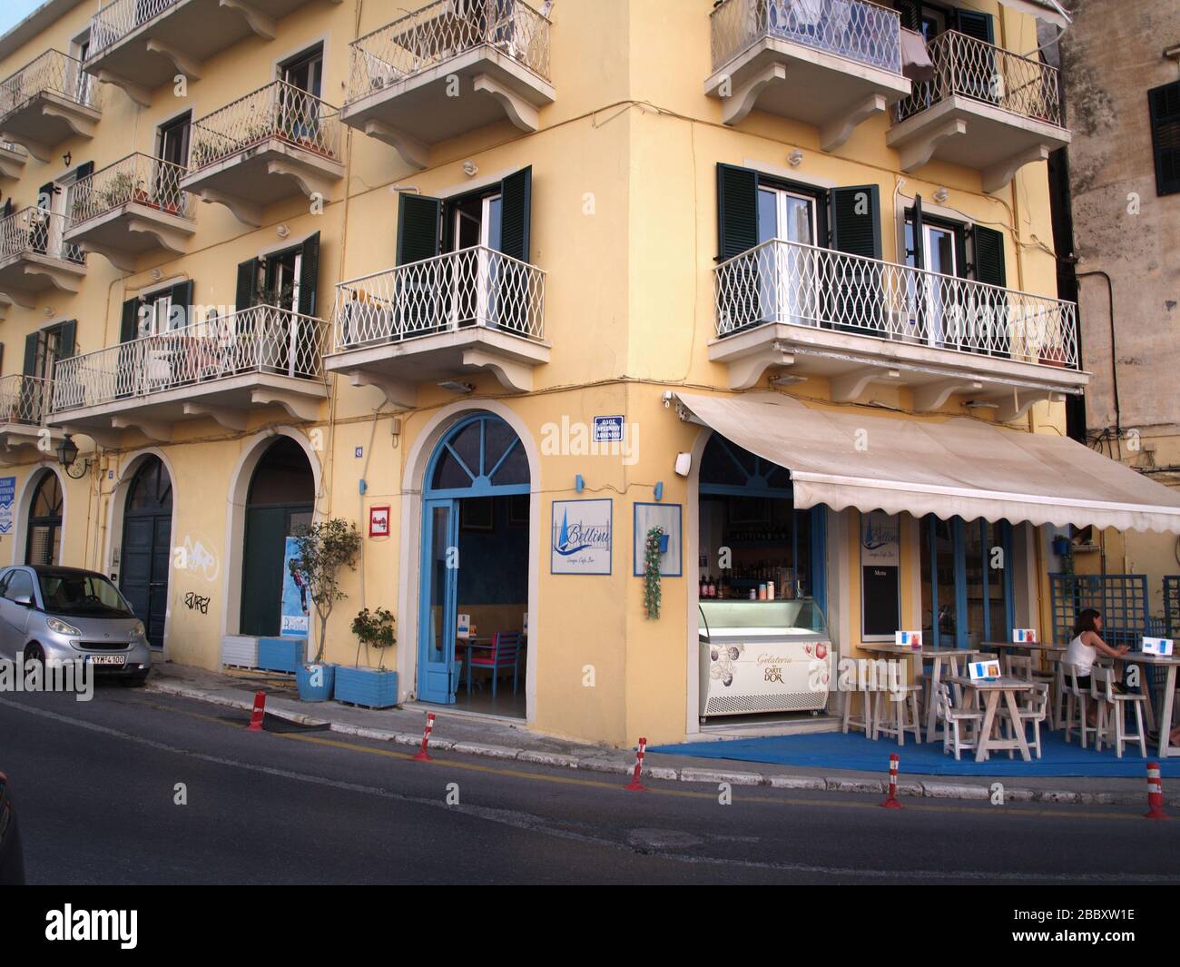 Cafè Bellini - Corfu - Arseniou 49, 49100 Corfu, Kerkira, Greece. Cafe, bar, gelato, ice cream Stock Photo