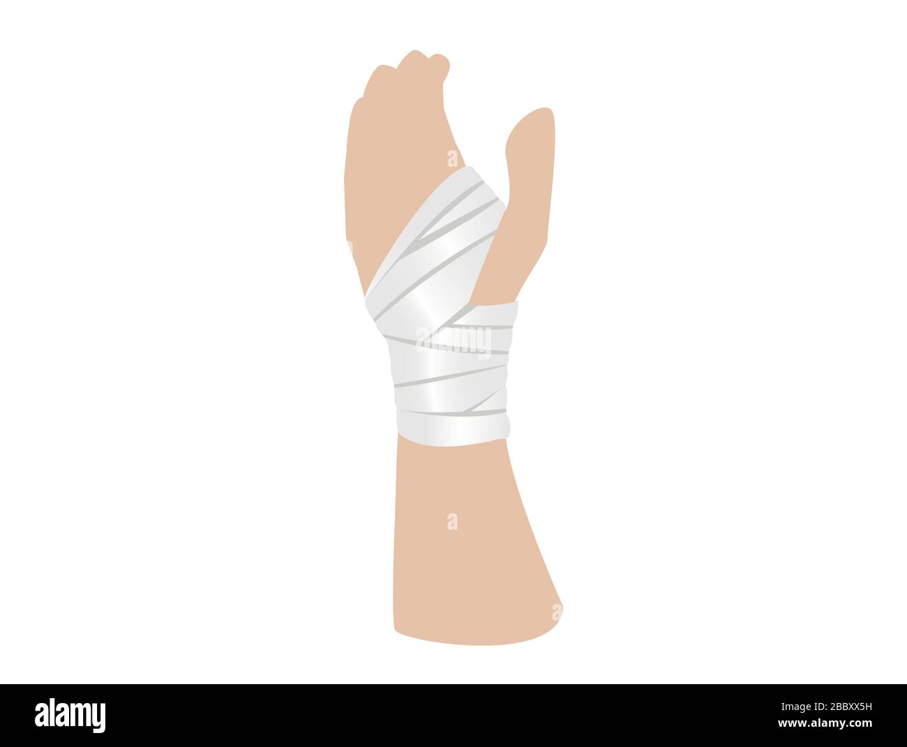 first aid hands with bandage bandage in the palm and wrist region Stock