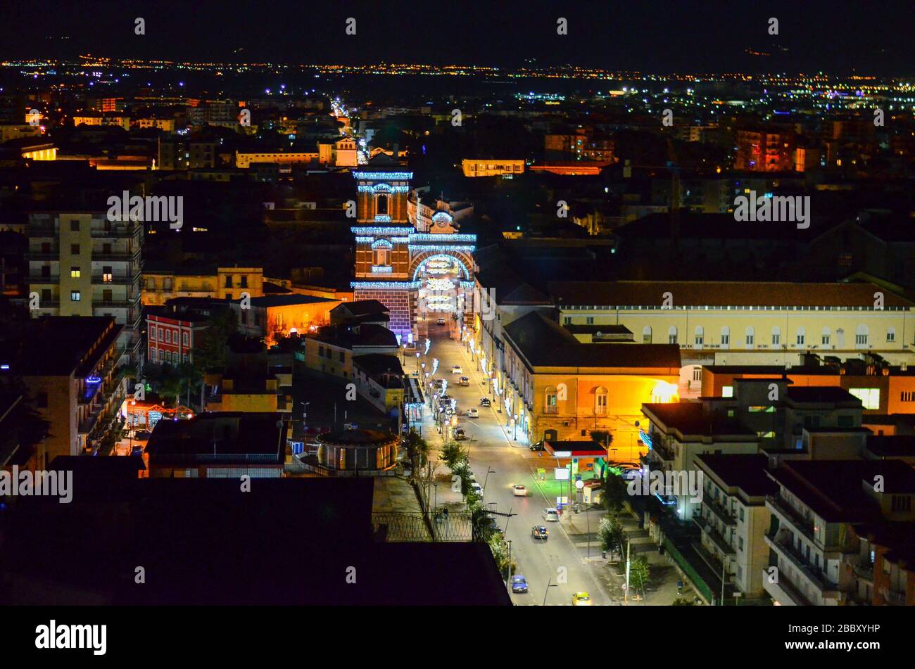 Aversa town near Naples, Italy. Night view Stock Photo